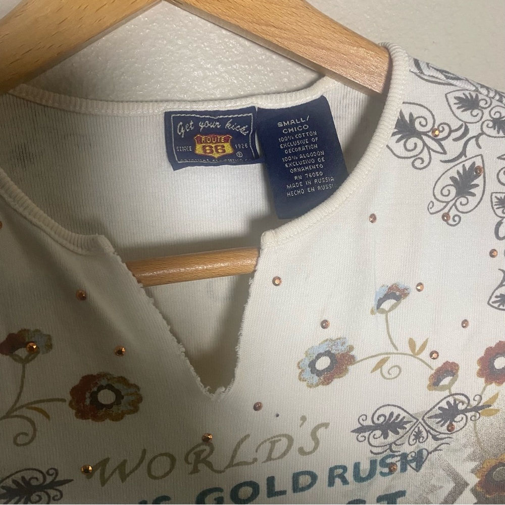 Vintage Route 66 White Tank Top with Brown Ombre 2000s size small stretch - Picture 3 of 5